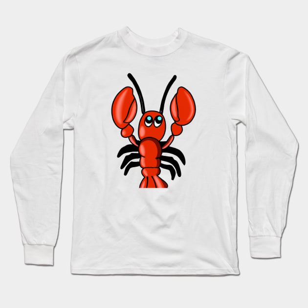 Cute Lobster Drawing Long Sleeve T-Shirt by Play Zoo